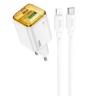 МЗП Hoco N53 Monsoon PD30W+QC3.0 (1USB-A/1C) + кабель Type-C to Lightning 74139 фото