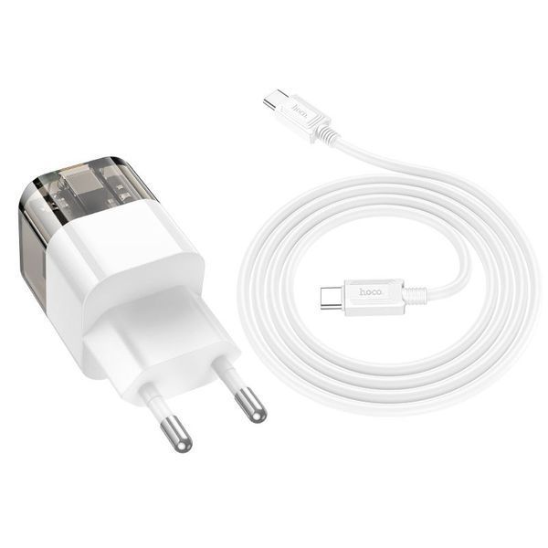 МЗП Hoco C131A Platium PD30W+QC3.0 (1USB-A/1C) + кабель Type-C to Type-C 67588 фото