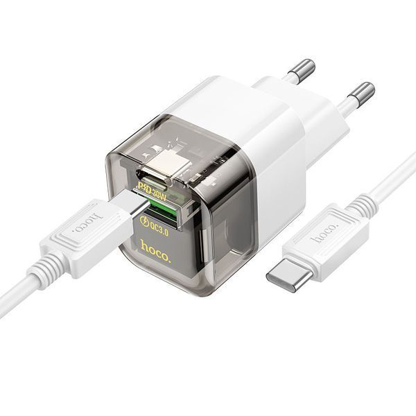 МЗП Hoco C131A Platium PD30W+QC3.0 (1USB-A/1C) + кабель Type-C to Type-C 67588 фото